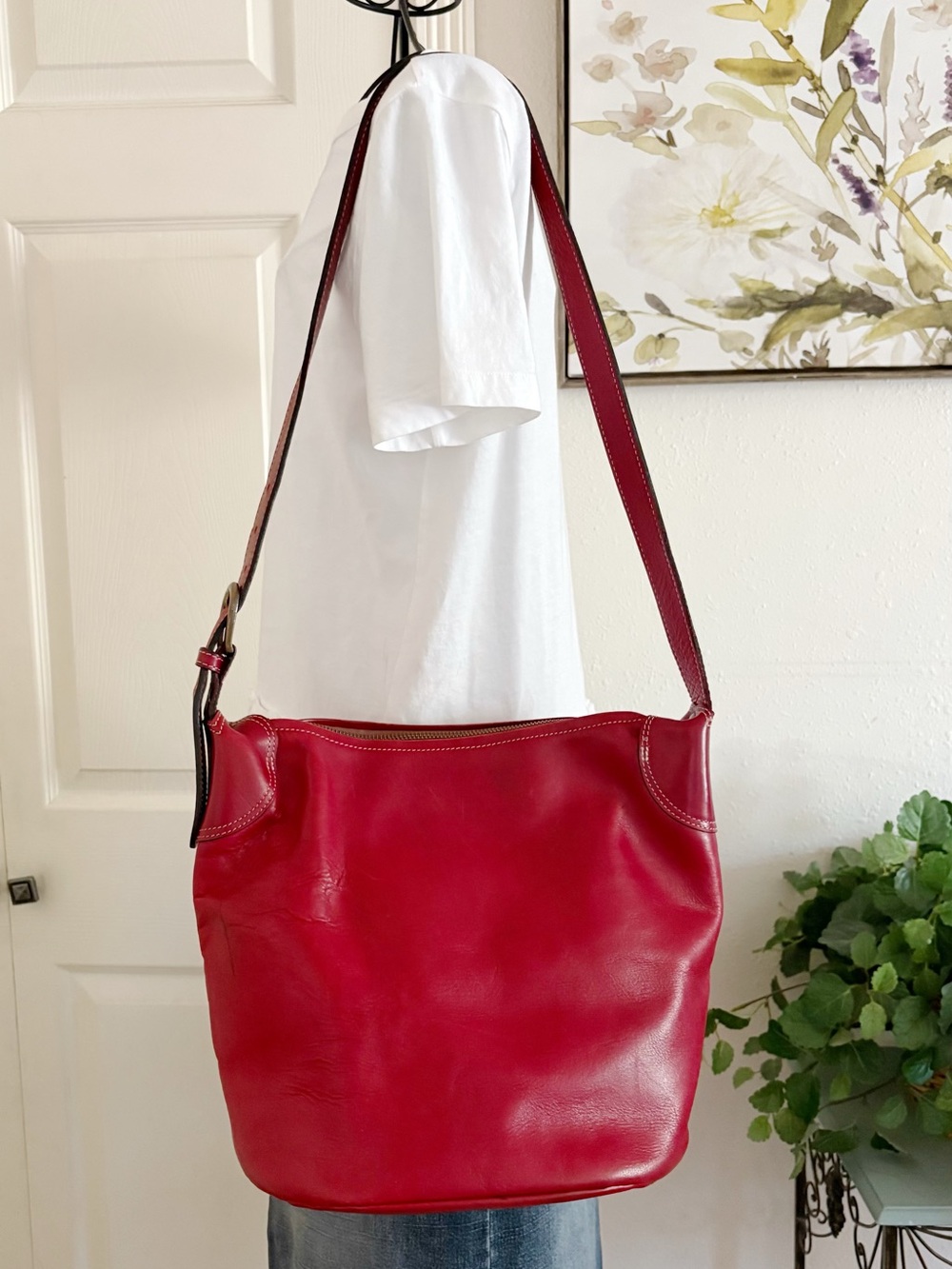 latico Red Leather Shoulder Bag